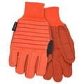 Mcr Safety Mechanics Gloves Hi-Visibility orange double palm gloves, nap in PVC dotted palm and, PR 943M